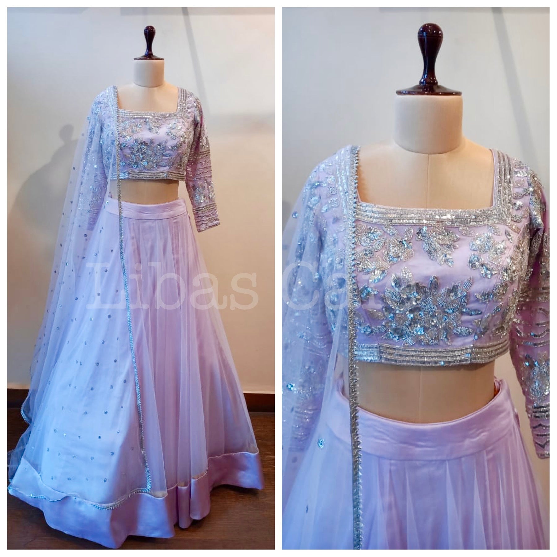 Silver Embroidered Lilac Lehenga